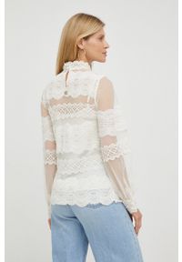 TwinSet - Twinset bluzka damska kolor beżowy z aplikacją. Okazja: na co dzień. Kolor: beżowy. Materiał: materiał. Długość rękawa: na ramiączkach. Długość: długie. Wzór: aplikacja. Styl: casual #5