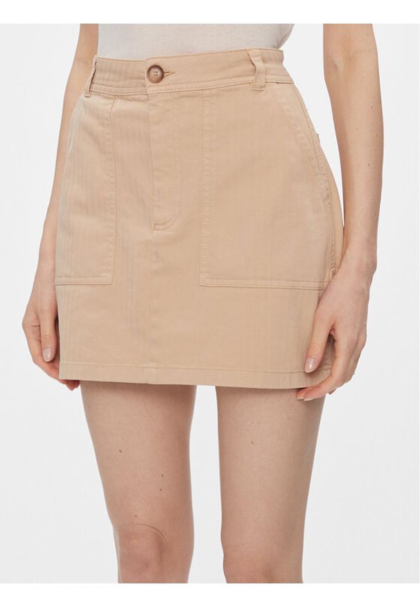 Pepe Jeans Spódnica mini Becky PL901091 Beżowy Slim Fit. Kolor: beżowy. Materiał: bawełna