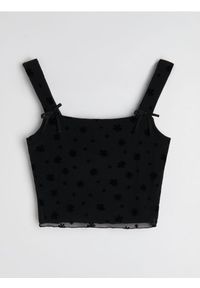 Sinsay - Top na ramiączkach - czarny. Kolor: czarny. Długość rękawa: na ramiączkach