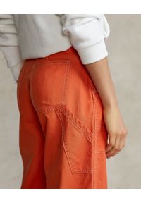 Ralph Lauren - RALPH LAUREN - Pomarańczowe spodnie damskie Twill Utility. Kolor: pomarańczowy. Materiał: dzianina. Styl: klasyczny #5