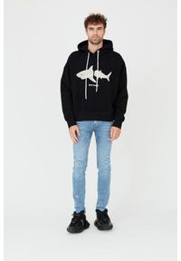 PALM ANGELS Czarna męska bluza z kapturem White Shark Hoody, Rozmiar S. Typ kołnierza: kaptur. Kolor: czarny #5