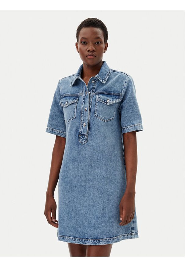 Liu Jo Sukienka jeansowa UA5191 D4990 Niebieski Regular Fit. Kolor: niebieski. Materiał: bawełna