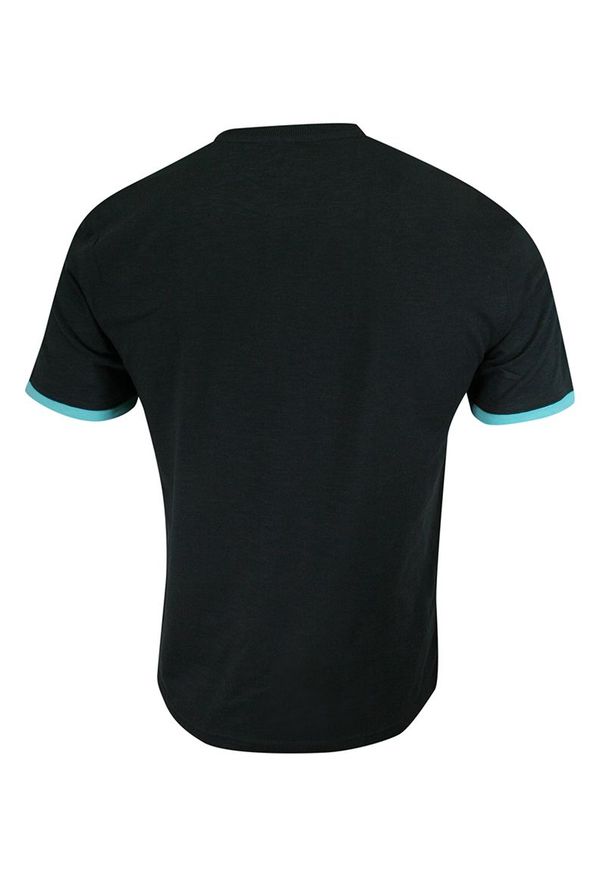 Pako Jeans - T-shirt Bawełniany, Grafitowy z Turkusowym Nadrukiem, Męski, Krótki Rękaw, U-neck -PAKO JEANS. Okazja: na co dzień. Kolor: szary, wielokolorowy, turkusowy. Materiał: bawełna. Długość rękawa: krótki rękaw. Długość: krótkie. Wzór: nadruk. Styl: casual