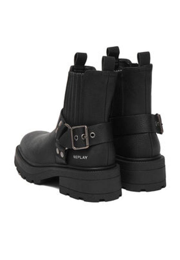 Replay - REPLAY Botki GWL68.000.C0007S Czarny. Kolor: czarny. Materiał: skóra
