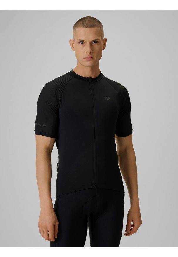 4f - 4F Koszulka kolarska męska - czarna XXL. Kolor: czarny. Długość rękawa: raglanowy rękaw. Sport: kolarstwo