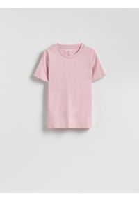 Reserved - T-shirt regular - różowy. Kolor: różowy. Materiał: bawełna, dzianina