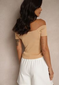 Renee - Brązowy Top z Odkrytymi Ramionami Silarea. Okazja: na co dzień. Kolor: brązowy. Sezon: lato. Styl: klasyczny, elegancki, casual #4