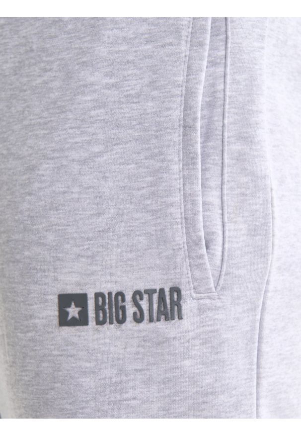 Big-Star - Spodnie męskie dresowe szare Brutus 901. Kolekcja: plus size. Kolor: szary. Materiał: dresówka. Wzór: nadruk, aplikacja