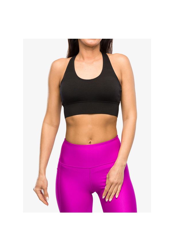 MONS ROYALE - Stanik sportowy Mons Royale Stratos Merino Shift Sports Bra. Kolor: czarny. Sport: fitness