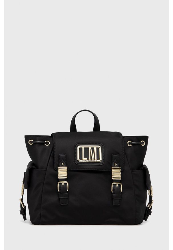 Love Moschino Plecak damski kolor czarny mały gładki. Kolor: czarny. Wzór: gładki