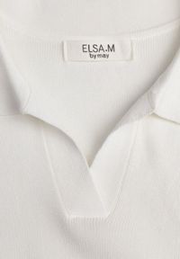 Born2be - Biała Wiskozowa Bluzka Sweterkowa z Usztywnionymi Ramionami i Kołnierzykiem Katano. Okazja: na co dzień. Kolor: biały. Materiał: wiskoza. Wzór: aplikacja. Styl: casual, elegancki, klasyczny #3