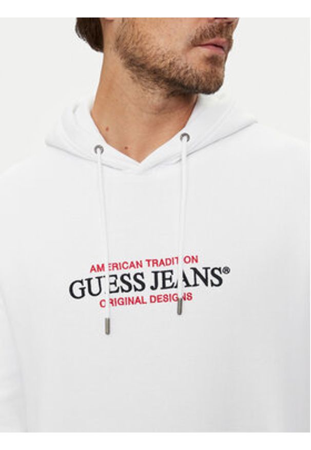 Guess Jeans Bluza M4YQ23 K9V31 Biały Classic Fit. Kolor: biały. Materiał: bawełna