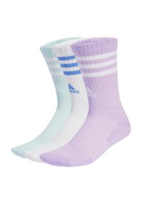 Adidas - 3-Stripes Cushioned Crew Socks 3 Pairs. Kolor: biały, wielokolorowy, różowy, zielony. Materiał: materiał