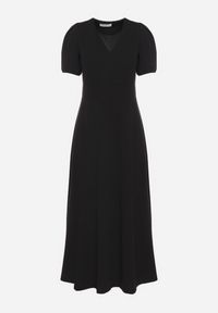 Born2be - Czarna Sukienka Rozkloszowana z Trójkątnym Dekoltem Efralinae. Okazja: na imprezę, na spacer. Kolor: czarny. Sezon: lato. Typ sukienki: rozkloszowane. Styl: elegancki, klasyczny #6