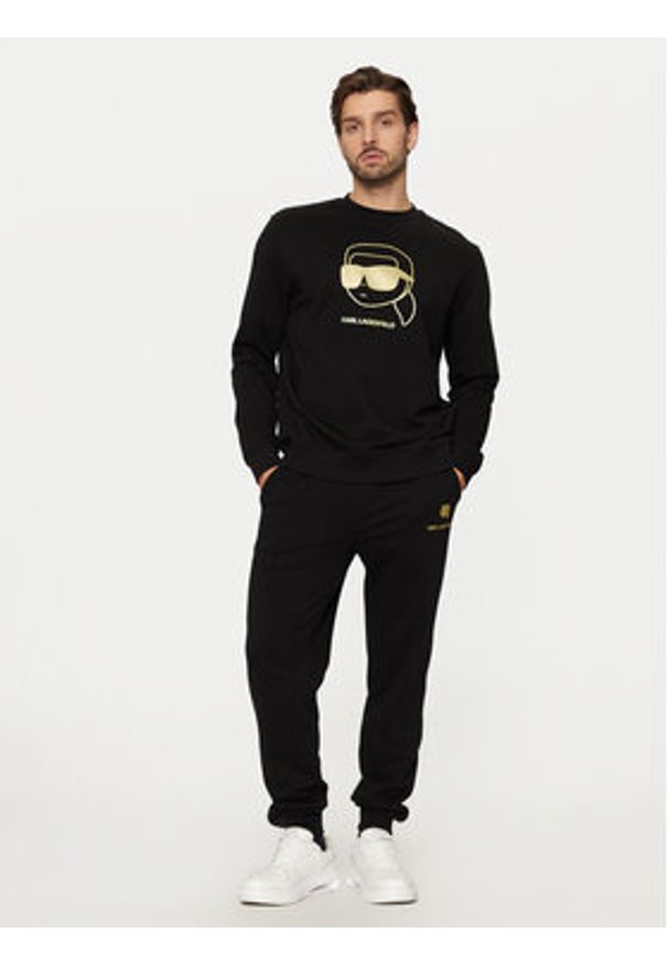 Karl Lagerfeld - KARL LAGERFELD Bluza 705462 551900 Czarny Regular Fit. Typ kołnierza: dekolt w karo. Kolor: czarny. Materiał: bawełna