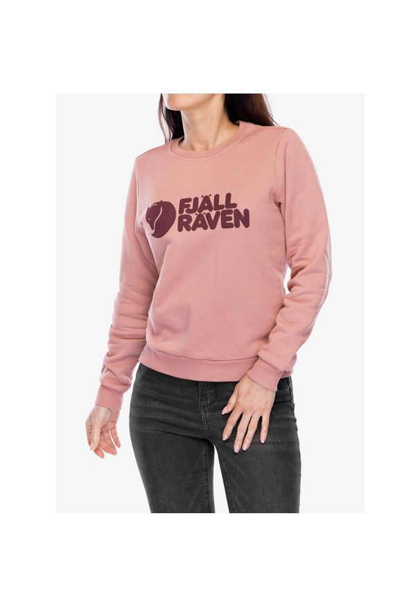 Fjällräven - Bluza damska Fjallraven Logo Sweater. Kolor: różowy. Materiał: bawełna