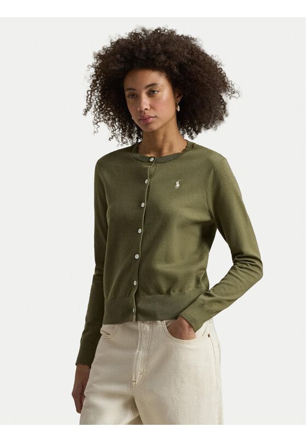 Polo Ralph Lauren Kardigan 211971871501 Khaki Slim Fit. Typ kołnierza: polo. Kolor: brązowy. Materiał: bawełna