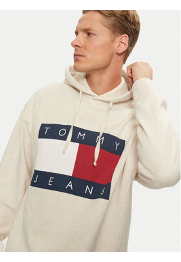 Tommy Jeans Bluza DM0DM20591 Beżowy Relaxed Fit. Kolor: beżowy. Materiał: bawełna