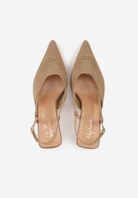 Renee - Ciemnobeżowe Ażurowe Sandały na Szpilce Slingback Erilise. Zapięcie: sprzączka. Kolor: beżowy. Wzór: ażurowy. Obcas: na szpilce. Styl: elegancki #7