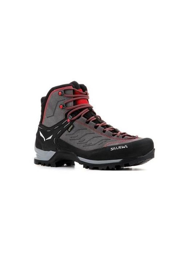 Buty trekkingowe męskie Salewa Buty Męskie MS Mtn Trainer Mid Gtx. Wysokość cholewki: za kostkę. Zapięcie: sznurówki. Kolor: wielokolorowy, czarny, szary. Materiał: materiał, skóra, syntetyk. Szerokość cholewki: normalna