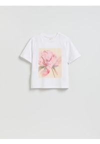Reserved - Bawełniany t-shirt z nadrukiem - biały. Kolor: biały. Materiał: bawełna. Wzór: nadruk #1