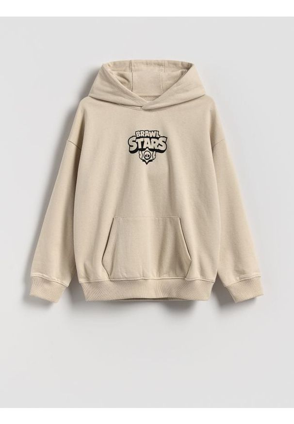 Reserved - Bluza Brawl Stars - beżowy. Kolor: beżowy. Materiał: bawełna, dzianina