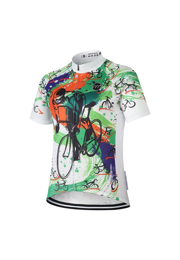 MADANI - Koszulka rowerowa męska madani. Kolor: zielony, biały, wielokolorowy, pomarańczowy