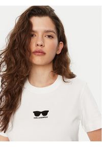 Karl Lagerfeld - KARL LAGERFELD T-Shirt A1W17021 Biały Regular Fit. Typ kołnierza: dekolt w karo. Kolor: biały. Materiał: bawełna #3