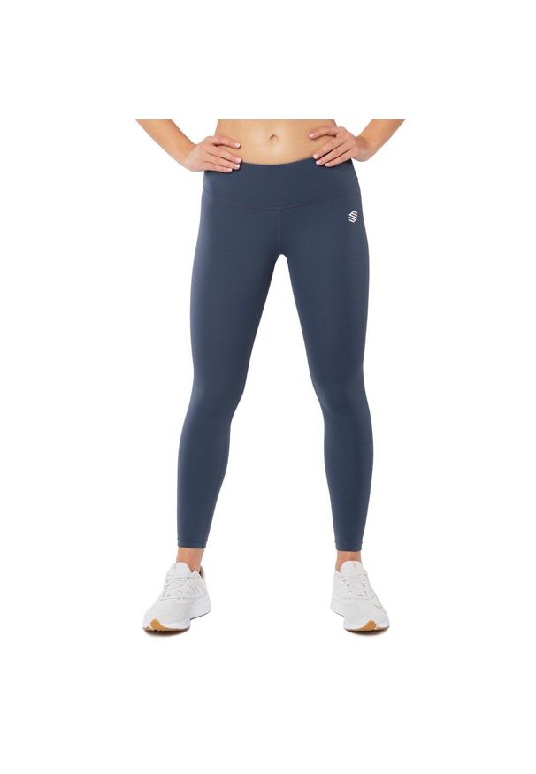 SIROKO - Legginsy sportowe fitness ze średnim stanem damskie Striker. Kolor: niebieski. Materiał: nylon. Sport: fitness