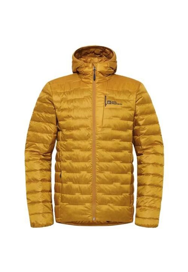 Kurtka uniwersalna męska Jack Wolfskin Passamani. Typ kołnierza: kaptur, golf. Kolor: żółty. Materiał: syntetyk. Sport: golf