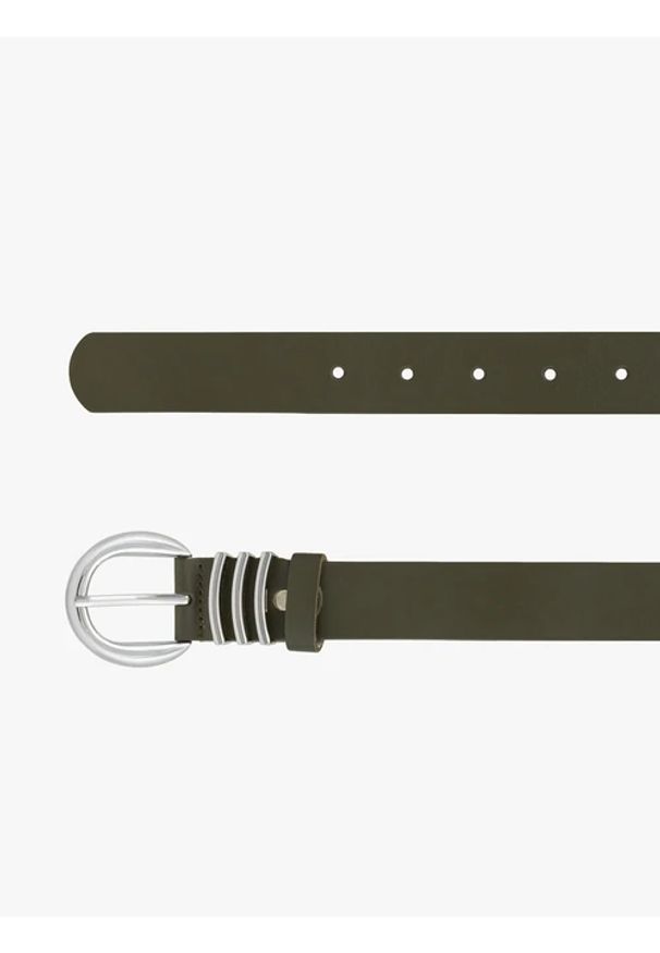 Ryłko - Zielony pasek ze skóry licowej. Kolor: zielony. Materiał: skóra. Wzór: aplikacja