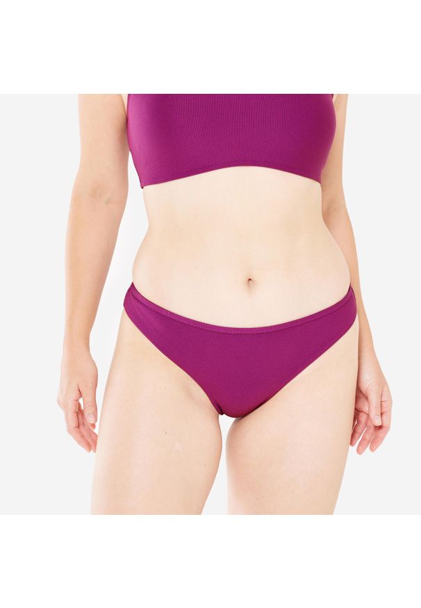 OLAIAN - Dół kostiumu kąpielowego surfingowego damski Olaian Lulu teksturowany. Kolor: fioletowy. Materiał: poliester, materiał, elastan