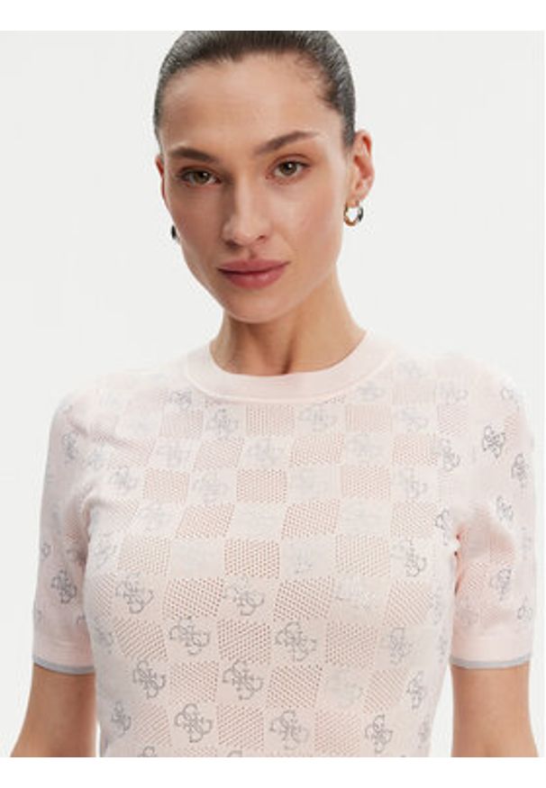 Guess Sweter W5GR20 Z3D60 Różowy Regular Fit. Kolor: różowy. Materiał: wiskoza