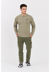 Aeronautica Militare - AERONAUTICA MILITARE Zielony męski longsleeve polo. Okazja: na co dzień. Typ kołnierza: polo. Kolor: zielony. Materiał: bawełna, materiał. Długość rękawa: długi rękaw. Styl: casual #2