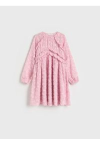 Reserved - Sukienka z długim rękawem - brudny róż. Kolor: różowy. Materiał: dzianina. Długość rękawa: długi rękaw