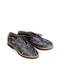 Zapato - półbuty - skóra naturalna - model 258 - kolor czarny wąż (36). Nosek buta: okrągły. Zapięcie: sznurówki. Kolor: czarny. Materiał: skóra. Wzór: kolorowy. Sezon: lato. Obcas: na obcasie. Styl: klasyczny, elegancki. Wysokość obcasa: niski #2