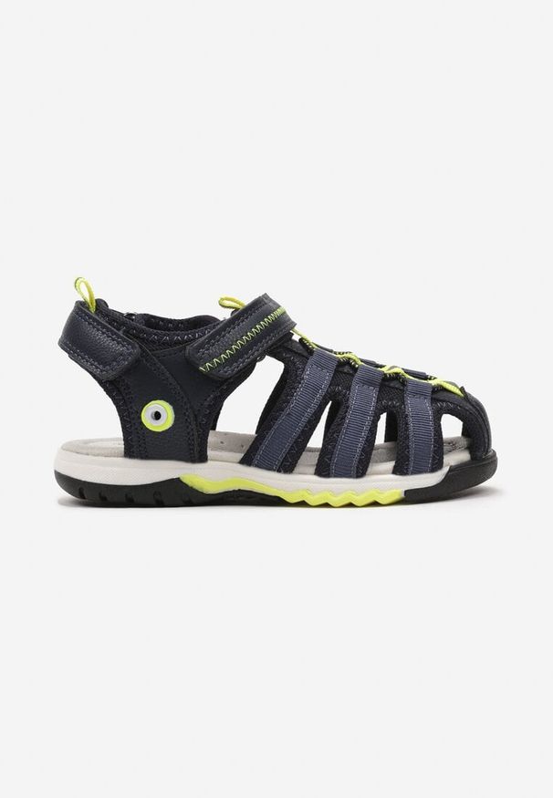 Born2be - Niebiesko-Zielone Sandały Sportowe Typu Gladiatorki Z Odblaskami i Rzepem Staranie. Zapięcie: rzepy. Kolor: niebieski. Materiał: jeans. Wzór: aplikacja. Sezon: wiosna, lato. Styl: sportowy