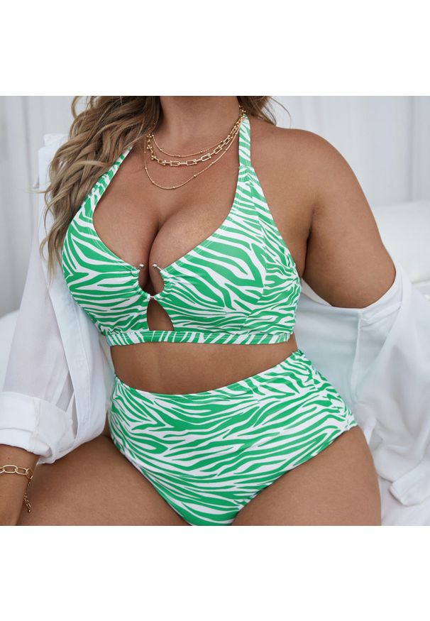 Intica - Dwuczęściowy strój kąpielowy z wysokim stanem na plażę i basen Sholeh. Stan: podwyższony. Kolor: wielokolorowy. Materiał: materiał