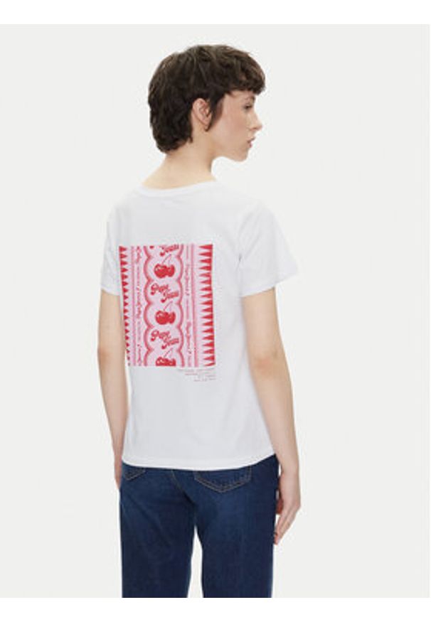 Pepe Jeans T-Shirt Rosey PL506070 Biały Regular Fit. Kolor: biały. Materiał: bawełna
