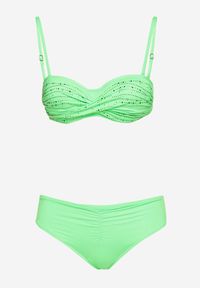 Renee - Jasnozielone 2-Częściowe Bikini Biustonosz Zdobiony Cekinami Majtki Figi Oreviana. Kolor: zielony. Wzór: aplikacja