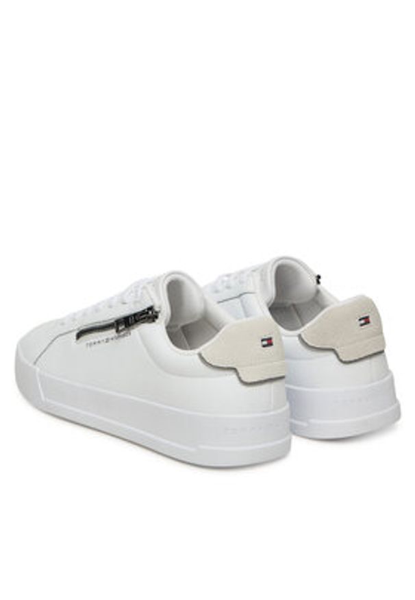 TOMMY HILFIGER - Tommy Hilfiger Sneakersy Th Court Zip FM0FM05730 Biały. Kolor: biały. Materiał: skóra