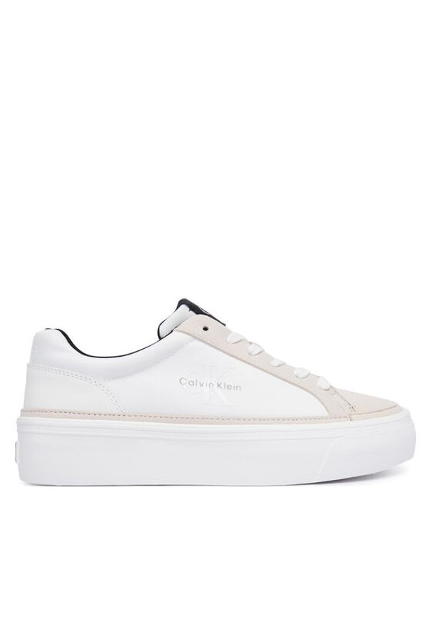Calvin Klein Sneakersy Vulc Flatf Laceup HW0HW03086 Biały. Kolor: biały. Materiał: materiał