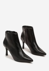 Born2be - Czarne Eleganckie Botki na Szpilce z Noskiem w Szpic Falmira. Okazja: na co dzień. Kolor: czarny. Materiał: jeans. Obcas: na szpilce. Styl: elegancki. Wysokość obcasa: średni #3