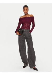 ROTATE Bluzka 1132732197 Bordowy Slim Fit. Kolor: czerwony. Materiał: syntetyk #2