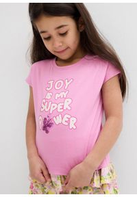 bonprix - T-shirt z czystej bawełny organicznej. Kolor: różowy. Materiał: bawełna. Wzór: nadruk. Sezon: lato #3