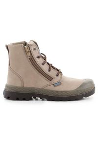 Buty do chodzenia dla dzieci Palladium Pampa HI Lea Gusset. Wysokość cholewki: za kostkę. Zapięcie: sznurówki. Kolor: beżowy. Materiał: materiał, syntetyk. Szerokość cholewki: normalna. Sport: turystyka piesza