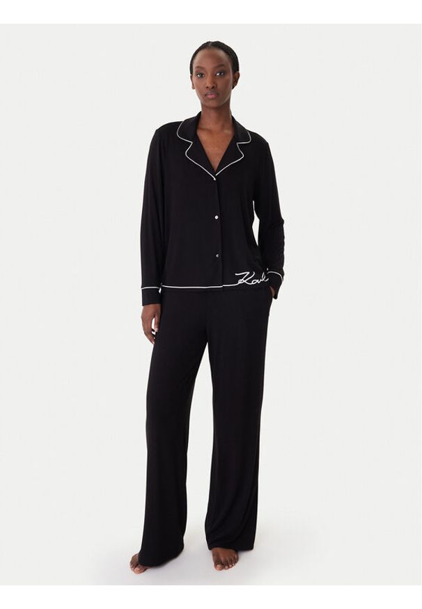 Karl Lagerfeld - KARL LAGERFELD Piżama B1W45010 Czarny Relaxed Fit. Kolor: czarny. Materiał: wiskoza