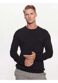 Lindbergh Sweter 30-80043 Czarny Slim Fit. Kolor: czarny. Materiał: wiskoza