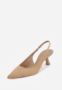 Renee - Ciemnobeżowe Czółenka Slingback VICES na Kaczuszce Anatera. Okazja: na co dzień. Zapięcie: bez zapięcia. Kolor: beżowy. Materiał: zamsz, jeans. Obcas: na szpilce. Styl: casual, elegancki. Wysokość obcasa: średni #7