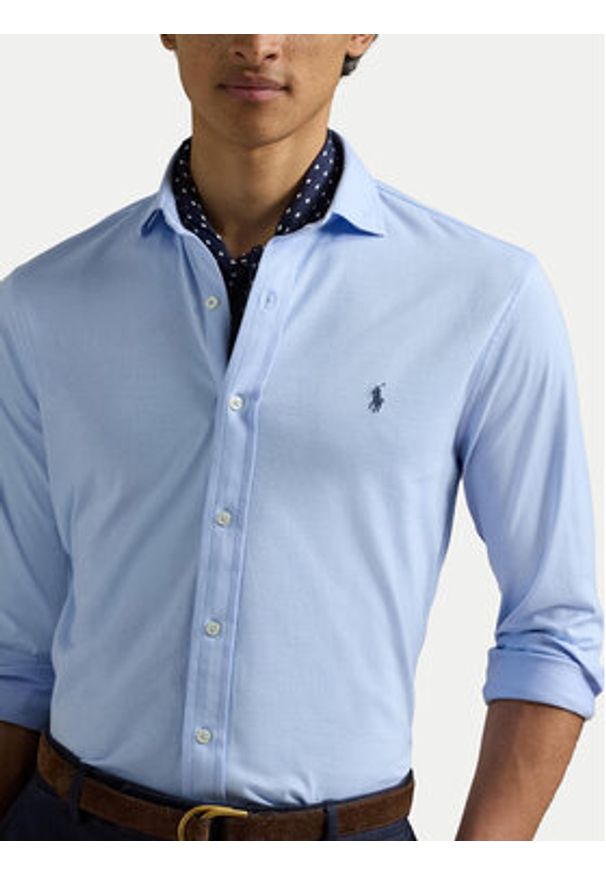 Polo Ralph Lauren Koszula 710899386016 Błękitny Slim Fit. Typ kołnierza: polo. Kolor: niebieski. Materiał: bawełna